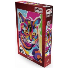Пъзел Nova puzzle от 1000 части - Многоцветна котка -1